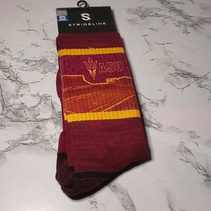 NWT Strideline Arizona State Premium Crew Socks Maroon and Gold Reg. 1 p…